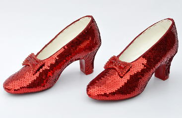 Hand-sewn replica ruby slippers